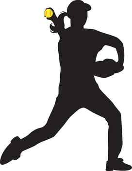 girl baseball player silhouette vector