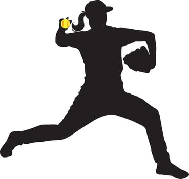 softball girl silhouette icon vector