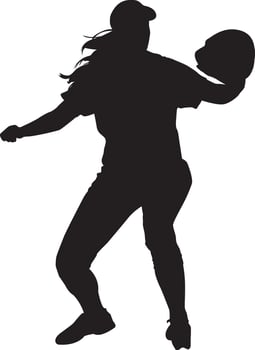 softball girl silhouette pack vector