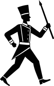 marching man silhouette on white vector