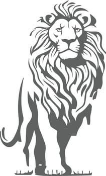 lion silhouette with black and white design isolated on white background vector