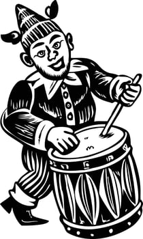 circus drummer character in vintage style vector