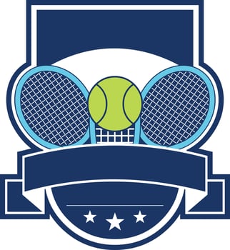 tennis tournament logo with rackets ball and classic sports design vector