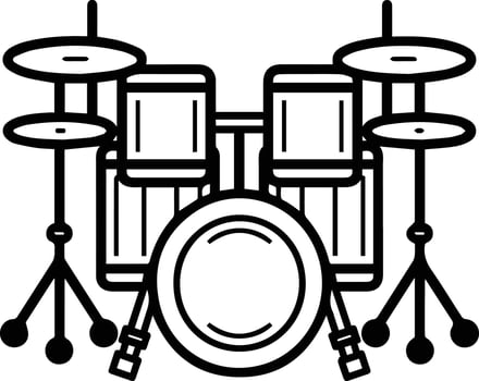 drums icon or modern line symbol line art and icon design with bold outline black and white pixel perfect minimalistic symbol isolated white background silhouette simple thin sign vector