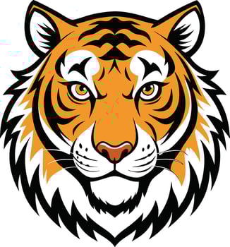 a tiger head with a big mouth and a big nose vector