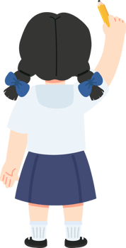 A cartoon girl holding a pencil png