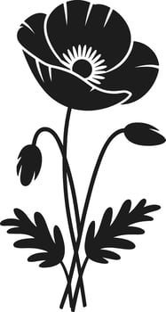 Poppy Flower Silhouette - Elegant Blooming Botanical Design for Decorative Use vector