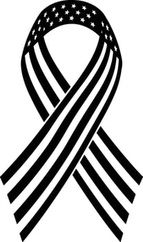 American Flag Ribbon Silhouette - Patriotic Symbol of Unity and Support vector