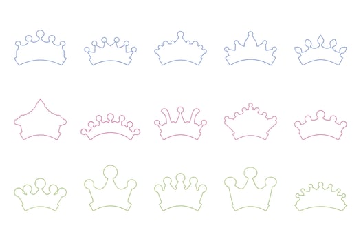 Variety of Simple Crown Outline Icon Set vector