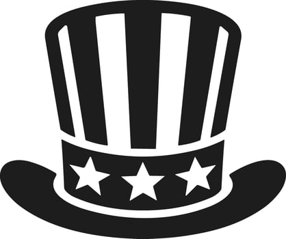 Uncle Sam Hat Silhouette - Patriotic American Independence Day Icon vector