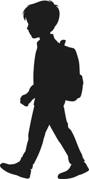 Silhouette of School Boy Walking with Backpack - Back to School Illustration vector