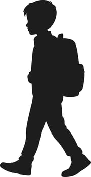 Back to School Silhouette - Boy Walking with Backpack Illustration vector