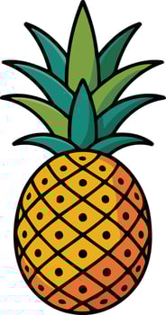 A Vibrant Illustration of a Single Pineapple Fruit with Detailed Design vector