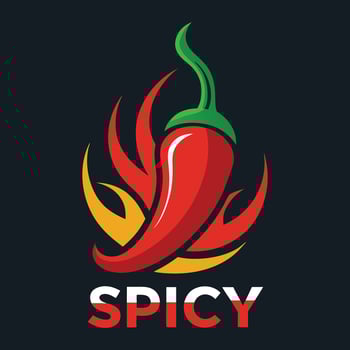Spicy Pepper Icon with Flames vector