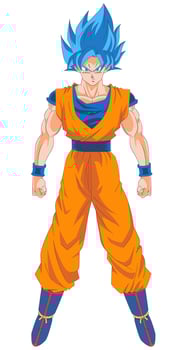 Son Goku Powerful Anime Fighter with Blue Hair vector