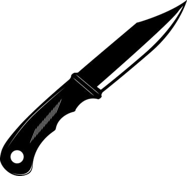 Hunting knife. Cooking and performing various tasks in the field. Multifunctional tool for hunting, fishing and hiking in nature. vector