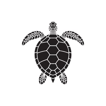 Sea Turtle Illustration Ocean Animal Silhouette with Detailed Shell Design vector