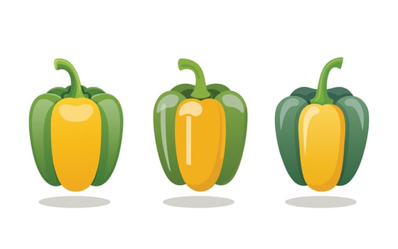 Multicolored bell peppers set of illustrations design vector