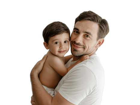 Smiling dad holding the son png