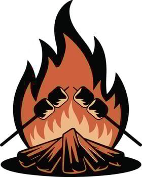Marshmallows Roasting Over Campfire Graphic Illustration Summer Adventure Fun vector