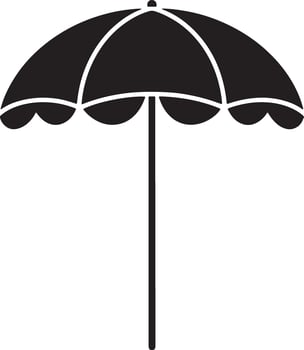 Minimalistic Black And White Beach Umbrella Graphic Icon For Summer vector