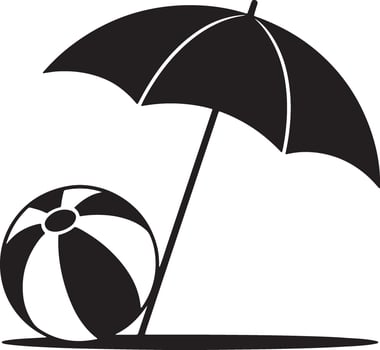 Beach Day Illustration Featuring Umbrella And Beach Ball Simple Graphic Design vector