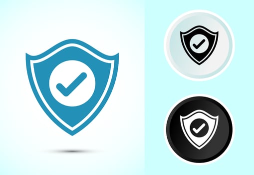 Shield icon. Security, protection symbol in color, black and white vector
