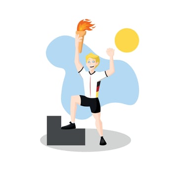 Torch bearer celebrates win. vector