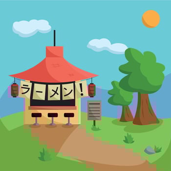 Japanese ramen shop view. vector