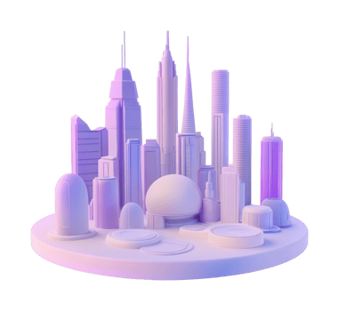 Futuristic cityscape model with skyline of modern skyscrapers png