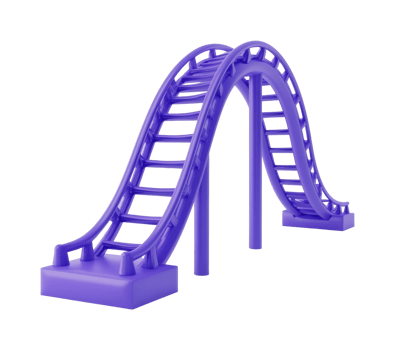 Purple roller coaster structure model isolated on white png