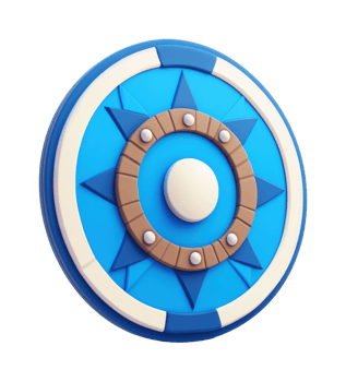 Blue viking shield with star pattern and studded accents png