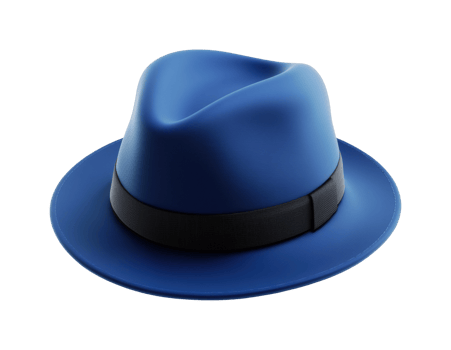 Classic blue fedora hat with black band stylish accessory png