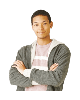 Confident young african male with arms crossed in casual outfit png