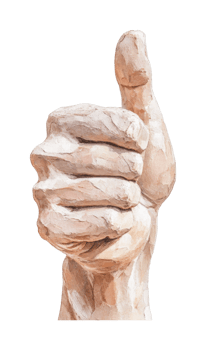 Stone sculpture of raised hand with thumbs up gesture png