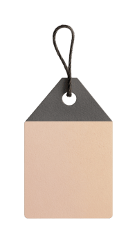 Blank square price tag with rope string attachment for retail use png