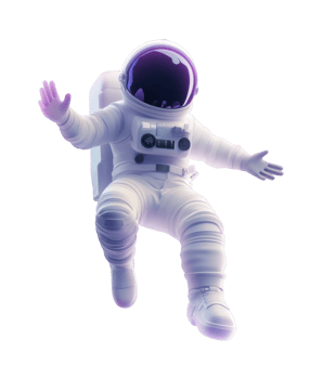 Astronaut floating in space suit with helmet visor png