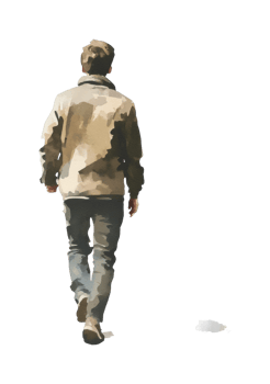 Solitary walk of young caucasian male in casual attire png
