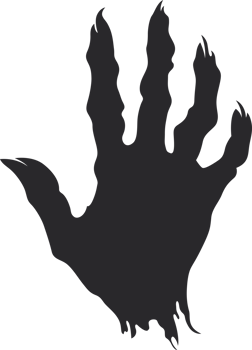 Silhouetted creature claw emerging from darkness, sharp talons extend. Eerie mystery, primal and menacing, a haunting silhouette of dread. png