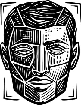 Vintage style illustration depicting facial recognition vector