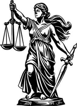 A vintage style illustration of a justice statue vector
