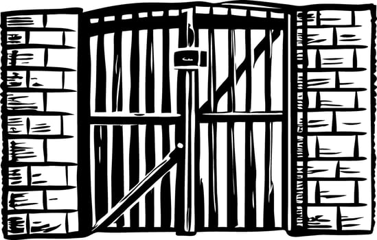 Sketchy style illustration of a secure prison gate vector
