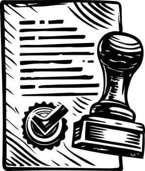 Certified stamp illustration in vintage sketchy style vector