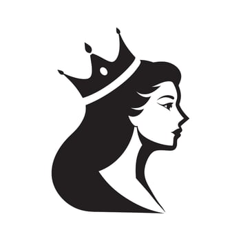 Queen Wearing Crown Profile View vector