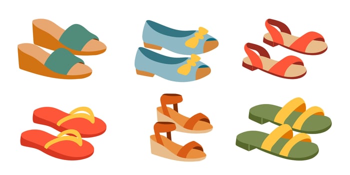 Set of women summer shoes vector