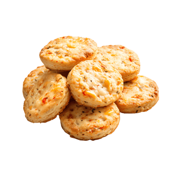 Stack of savory biscuits with herbs and cheese on a transparent background Delicious homemade baked goods concept for breakfast, snack, or side dish png