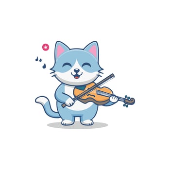 Cute Cat playing violin vector