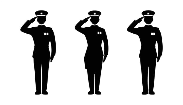 Military Salute Soldier in Uniform Giving Salute Icon vector