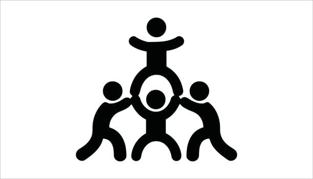 Teamwork Silhouette Icon of People Forming Pyramid vector