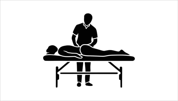 Massage Therapy Silhouette of Therapist and Client on Table for Spa and Wellness Design vector